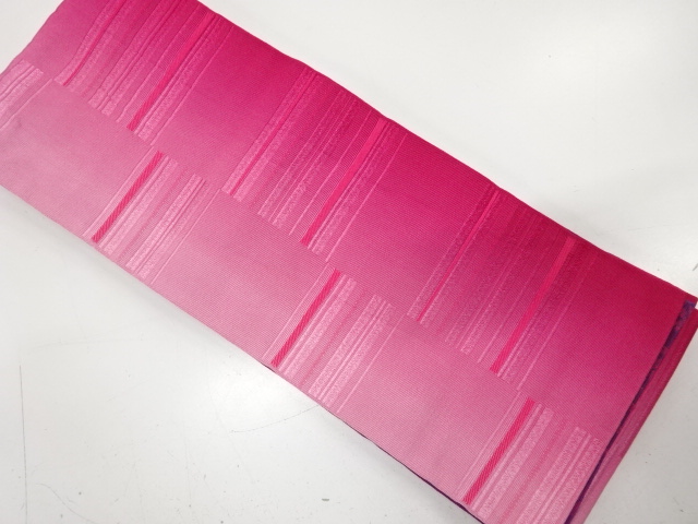 横段模様織り出し　リバーシブル半幅帯